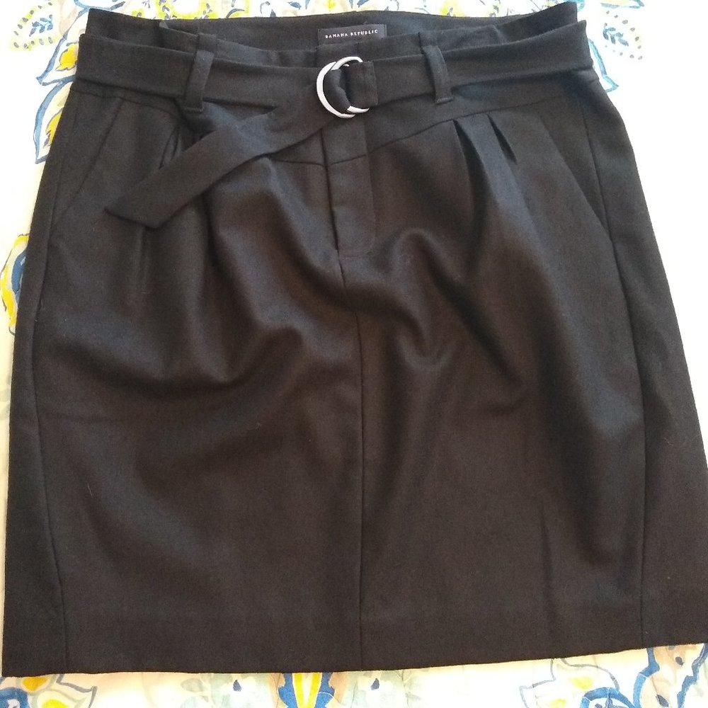 Banana Republic Black Belted Wool Skirt